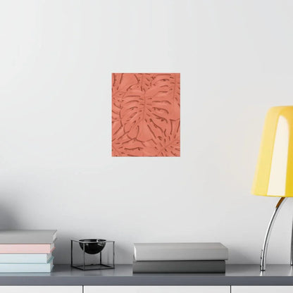 Coral Monstera Botanical Print – Unframed Wall Art