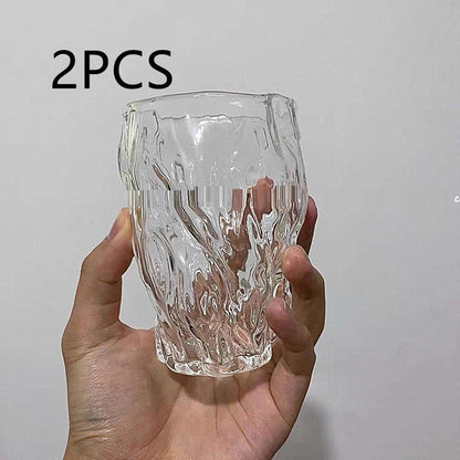 Small Group Hand Blown Irregular Design Pleated Glass Water Cup