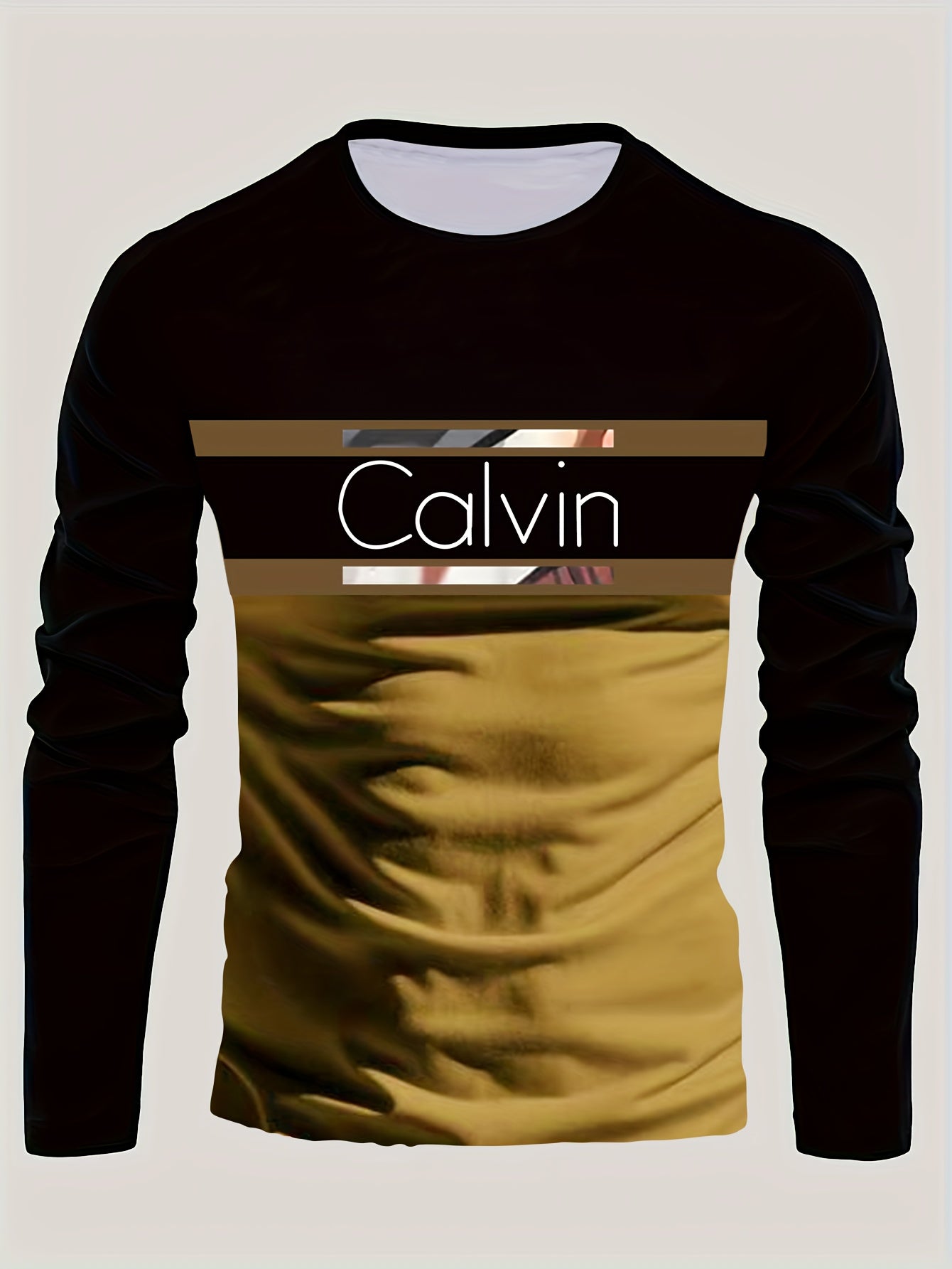 Men'S 3D Digital Printing Crew Neck Long-sleeved T-shirt | Casual Style, Slight Stretch Fabric, All Over Print, Regular Fit, Ideal for Fall/Winter, Perfect Gift for Family and Friends