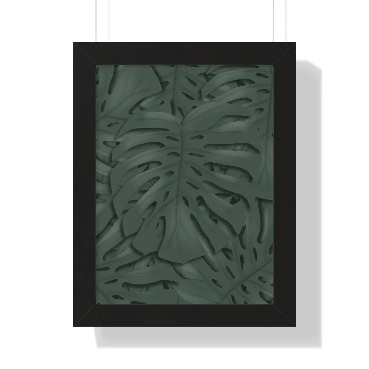 Deep Green Monstera Framed Print – Botanical Wall Art