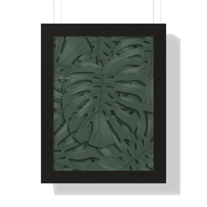 Deep Green Monstera Framed Print – Botanical Wall Art