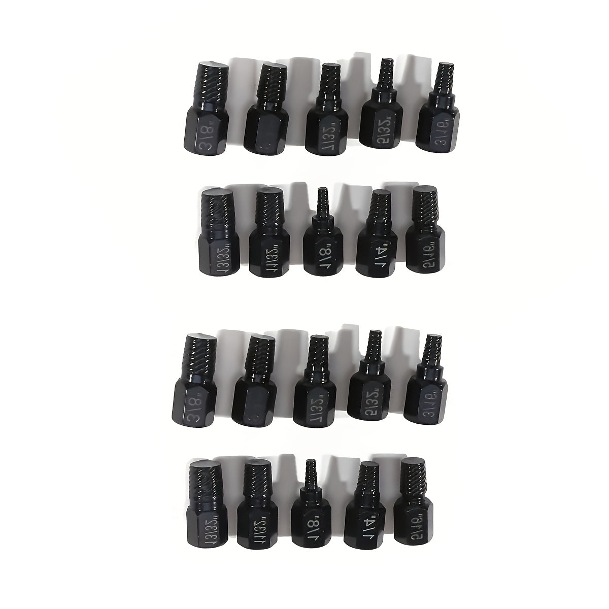 20pcs Industrial Screw Extractor Set: Alloy Steel Damaged Screw Removal Kit, Metal Easy-Out Drill Bits, Broken Bolt Stud Extractor Tools, Multi-Groove Screw Extractor Set, Suitable for Bolt Stud Tubes 1/8"-13/32", Local Wareh