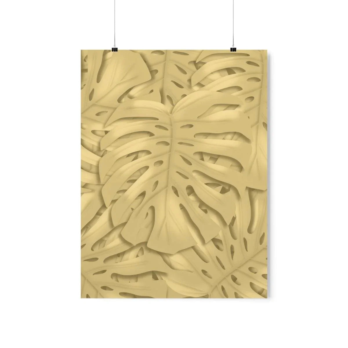 Golden Monstera Botanical Print – Unframed Wall Art