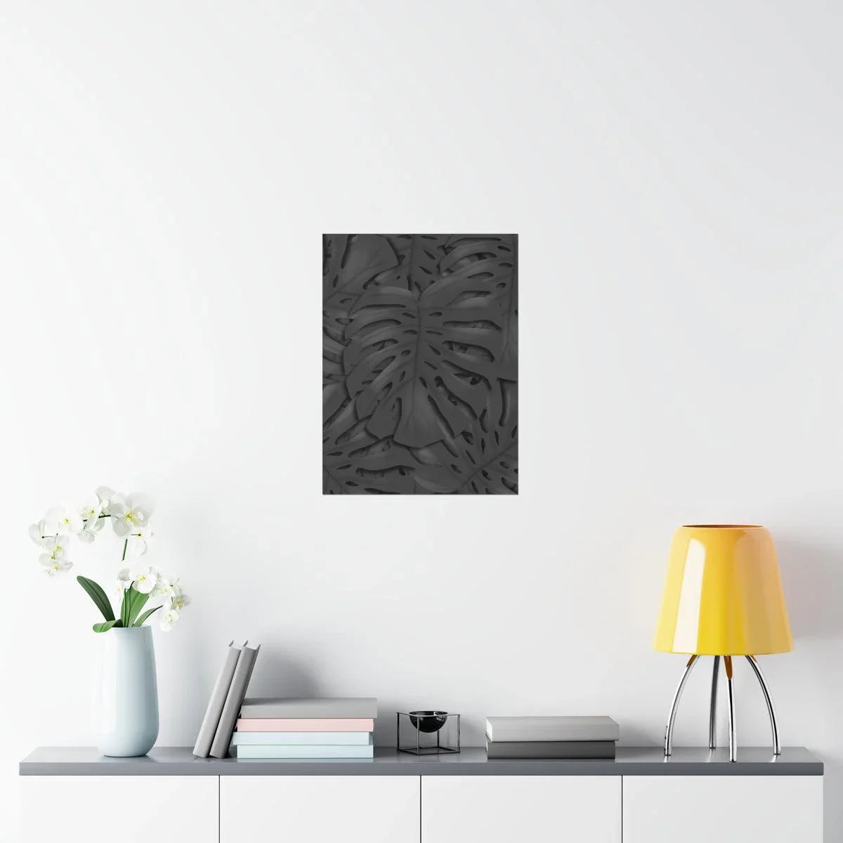 Charcoal Monstera Botanical Print – Unframed Wall Art