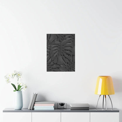 Charcoal Monstera Botanical Print – Unframed Wall Art