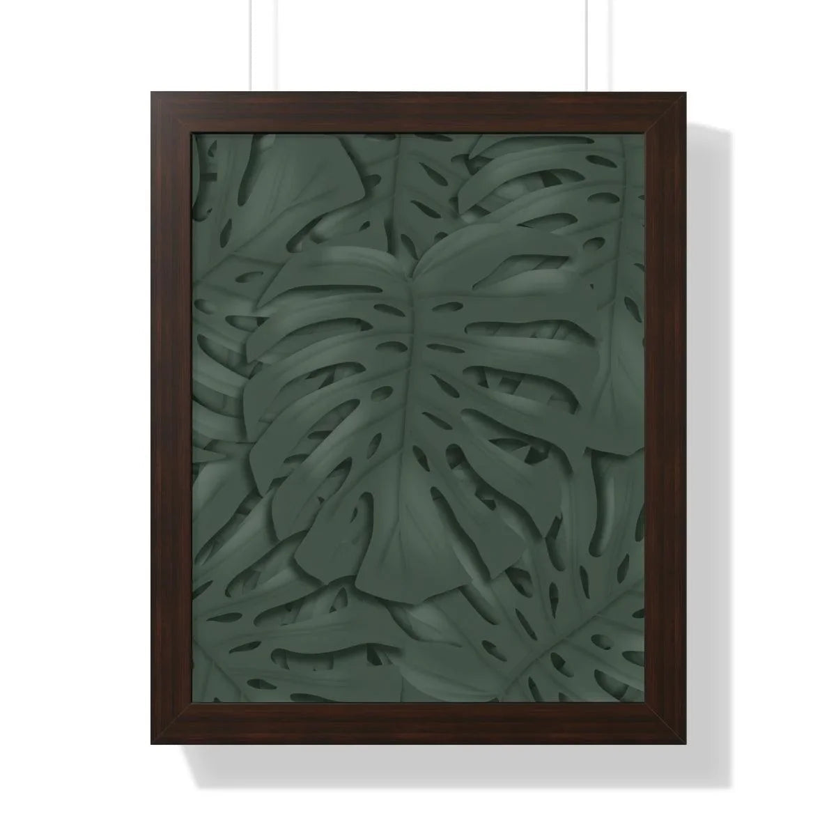 Deep Green Monstera Framed Print – Botanical Wall Art