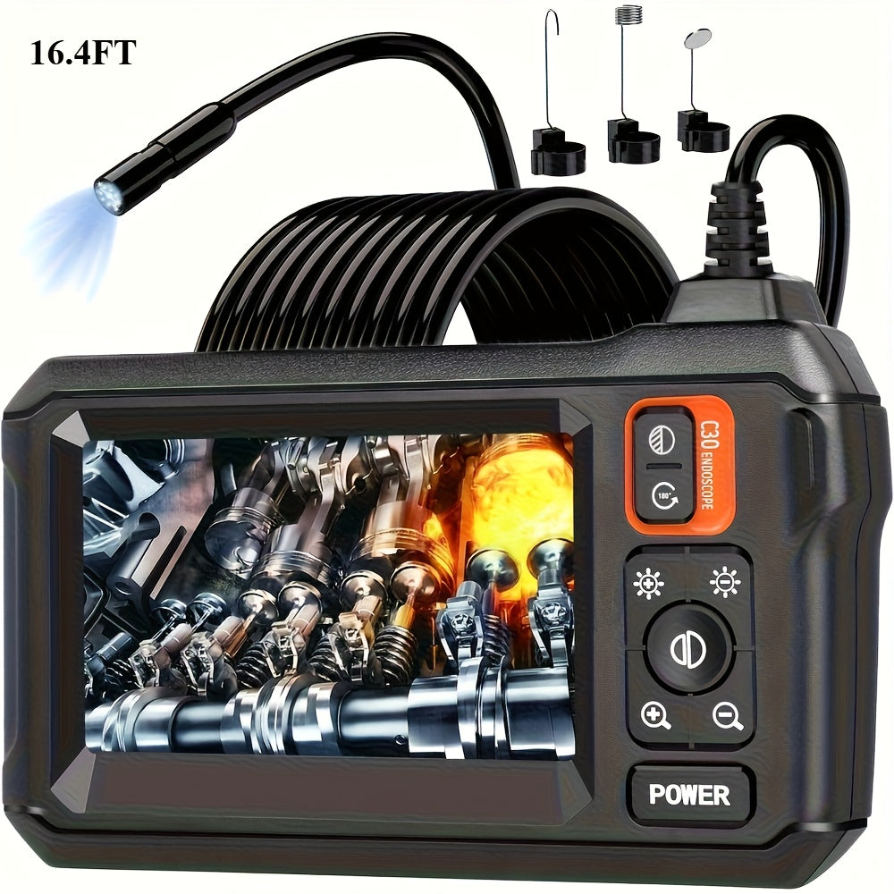 Endoscope Rechargeable Wire Cam w/ 8 LED Light 4.3" Screen 1080PHD 16ft.