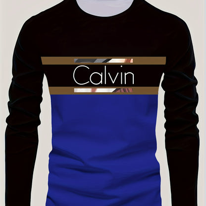 Men'S 3D Digital Printing Crew Neck Long-sleeved T-shirt | Casual Style, Slight Stretch Fabric, All Over Print, Regular Fit, Ideal for Fall/Winter, Perfect Gift for Family and Friends