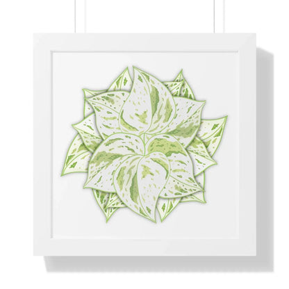 Snow Queen Pothos Framed Print – Botanical Wall Art