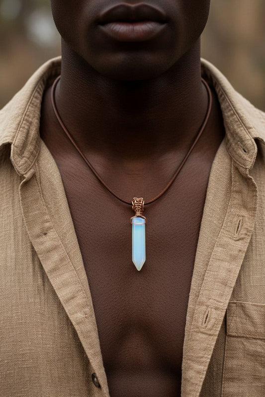Handmade Rustic Wire Wrapped Gemstone Leather Necklace