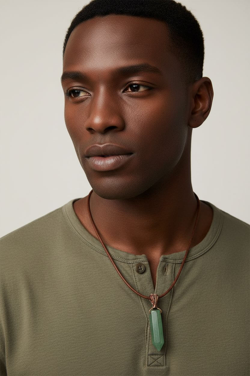 Handmade Rustic Wire Wrapped Gemstone Leather Necklace