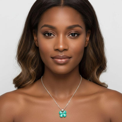 Mint Green Beaded Clover Necklace