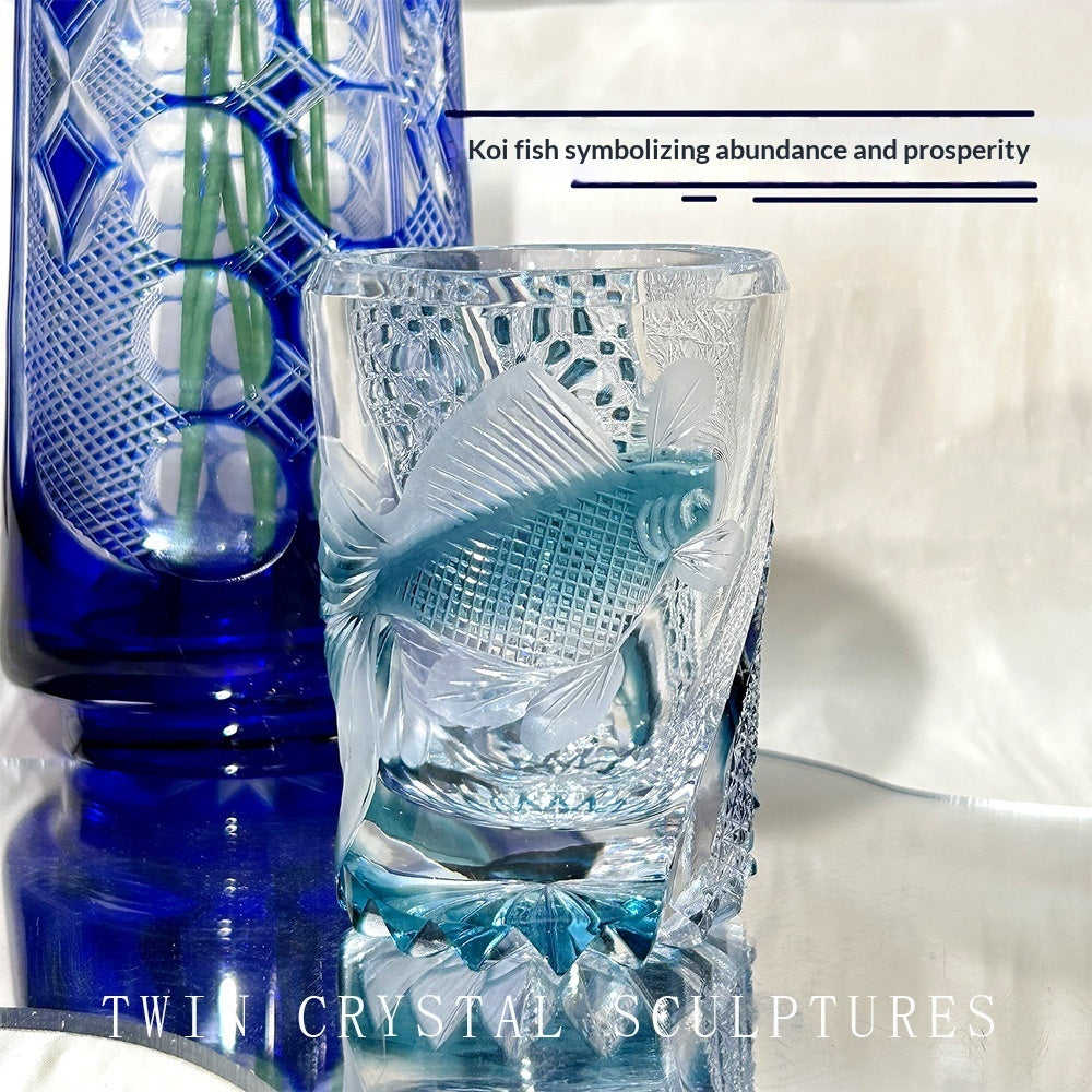 Exquisitely Hand Carved Glass Water Hyacinth