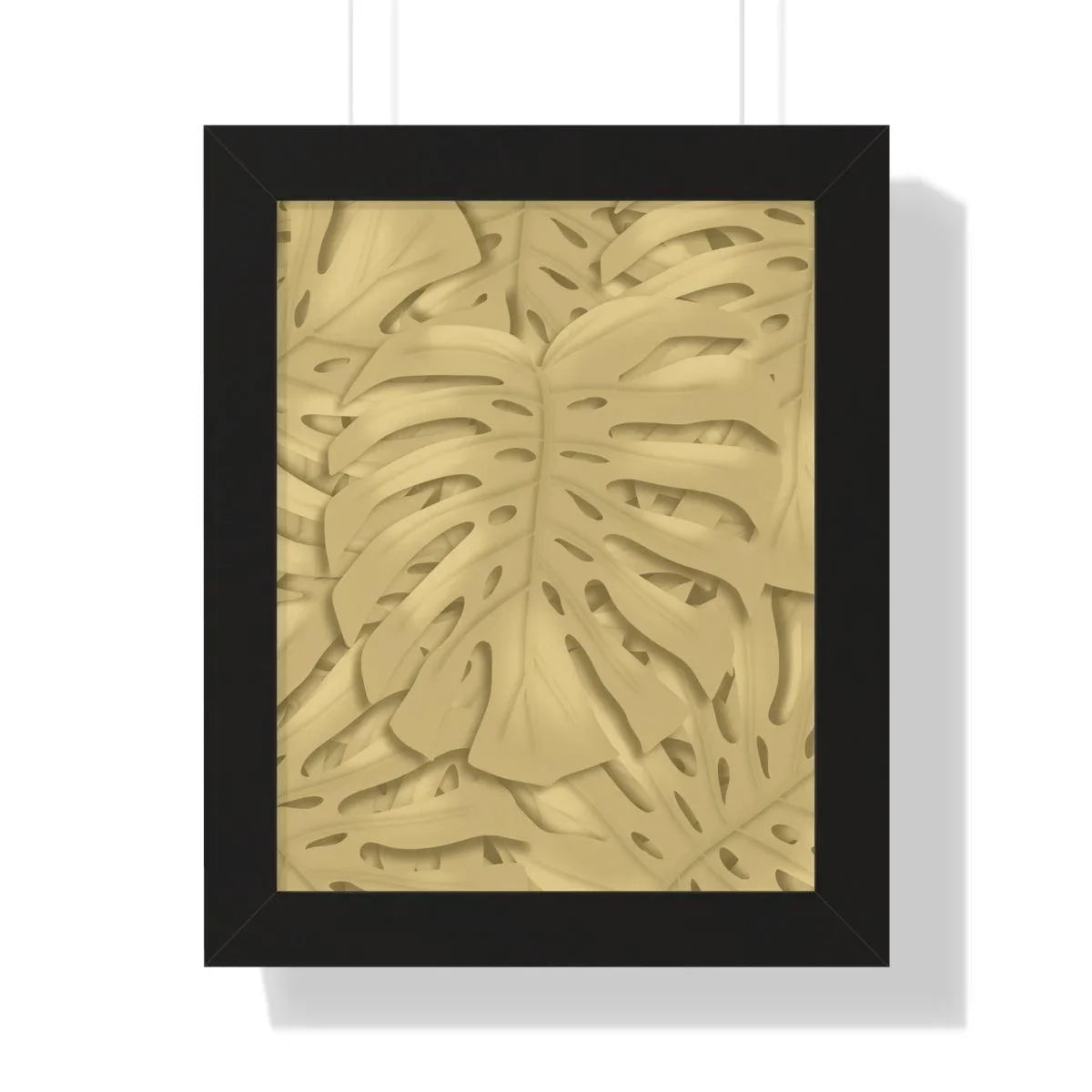 Golden Monstera Framed Print – Botanical Wall Art
