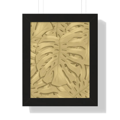 Golden Monstera Framed Print – Botanical Wall Art