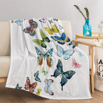 1pc Fresh Butterfly Pattern, Soft Printed Flannel Sofa Blanket, Comfortable And Warm For Home Use, Suitable For Bed, Sofa, Camping And Multi Scene Seasonal Use