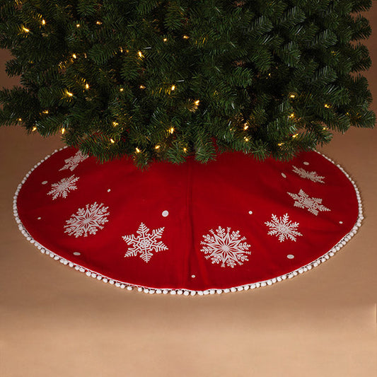 48" Red Felt Pom Pom Tree Skirt