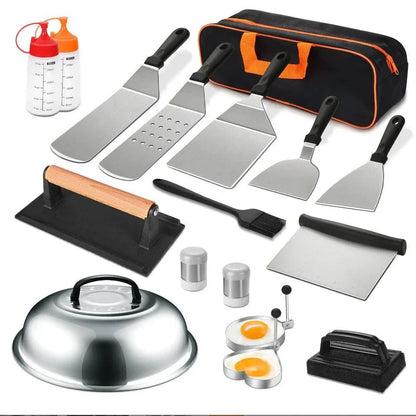 Camping BBQ Outdoor Barbecue Tool Set Stainless Steel Spatula Barbecue Cooking Spatula Combination Grill Set