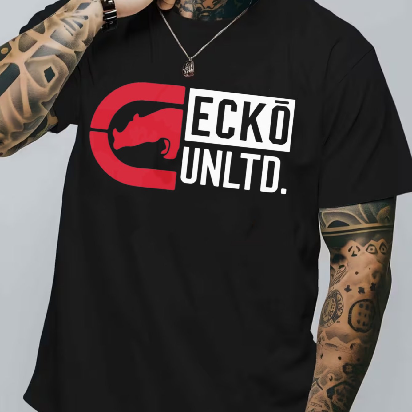 Men's Ecko Unltd. Graphic T-Shirt - Premium 100% Cotton Streetwear - Black with Red Rhino Logo