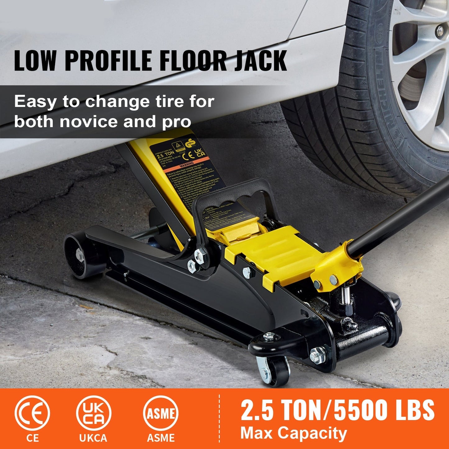 Happybuy 2.5 Ton Alloy Single Cylinder Compact Car Jack 3"-15"