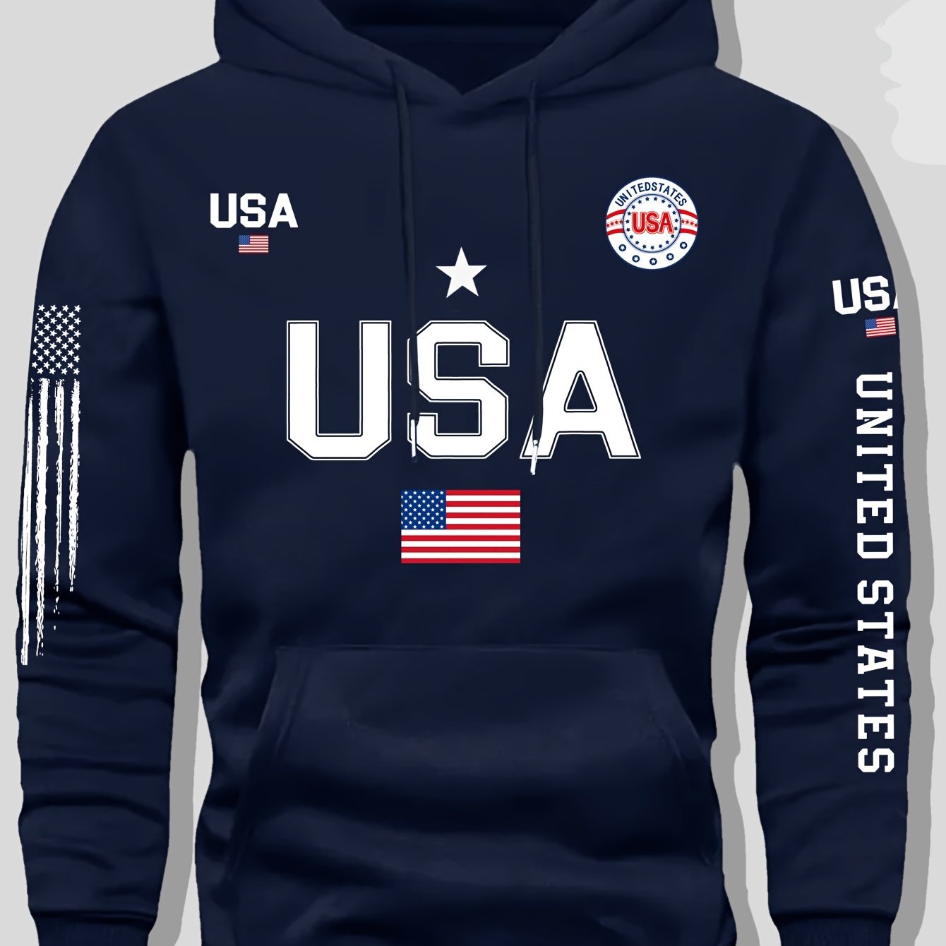 Fleece Hoodie Featuring a USA Flag Design
