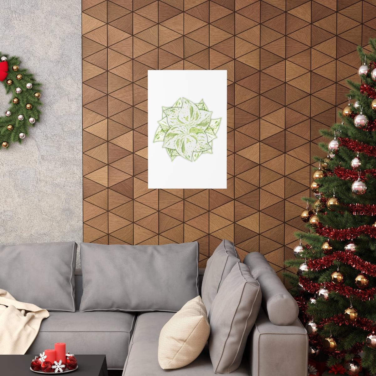 Snow Queen Pothos Botanical Print – Unframed Wall Art