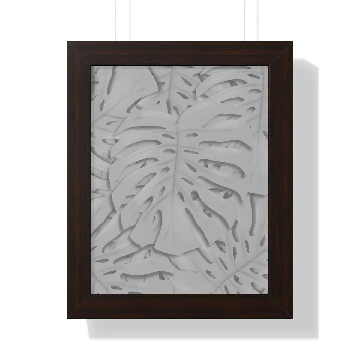 Soft Grey Monstera Framed Print – Botanical Wall Art