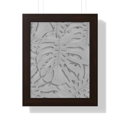 Soft Grey Monstera Framed Print – Botanical Wall Art