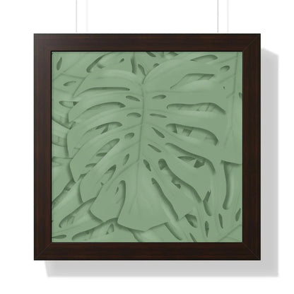 Sage Green Monstera Framed Print – Botanical Wall Art