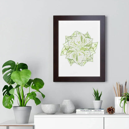 Snow Queen Pothos Framed Print – Botanical Wall Art