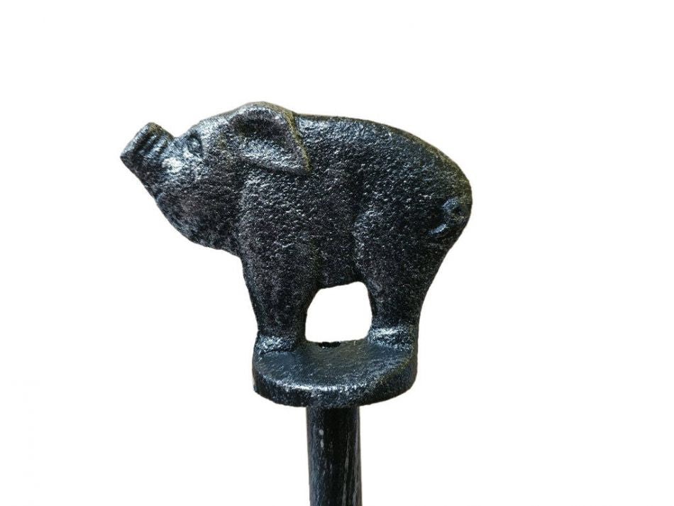 Rustic Silver Cast Iron Pig Extra Toilet Paper Stand 15"