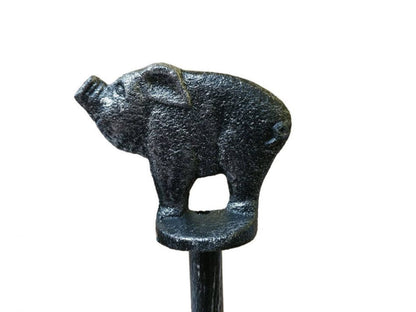 Rustic Silver Cast Iron Pig Extra Toilet Paper Stand 15"