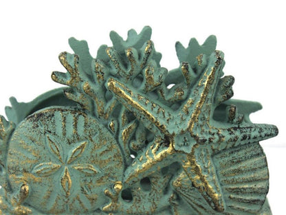 Antique Bronze Cast Iron Seashell Napkin Holder 7""