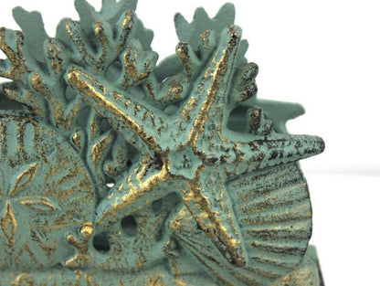 Antique Bronze Cast Iron Seashell Napkin Holder 7""