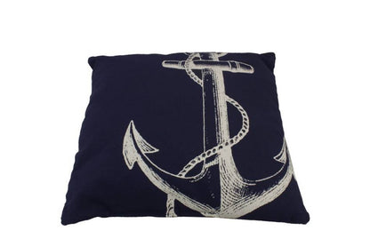 Blue and White Anchor Decorative Throw Pillow 14""