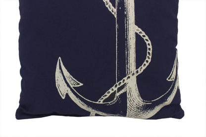 Blue and White Anchor Decorative Throw Pillow 14""