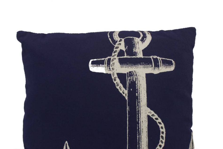 Blue and White Anchor Decorative Throw Pillow 14""