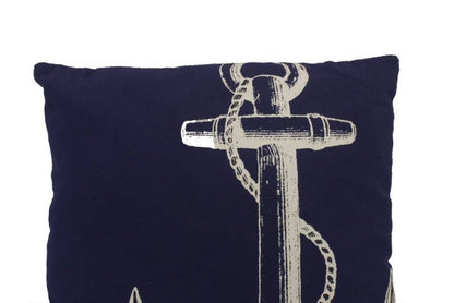 Blue and White Anchor Decorative Throw Pillow 14""