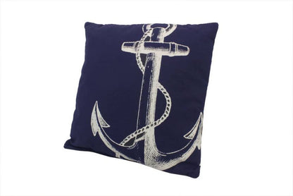 Blue and White Anchor Decorative Throw Pillow 14""