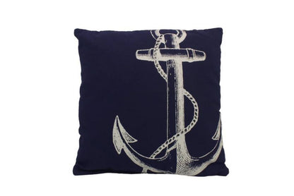 Blue and White Anchor Decorative Throw Pillow 14""