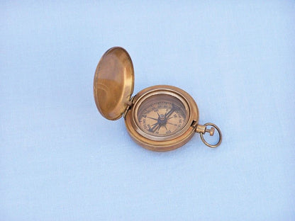 Antique Brass Scout's Push Button Compass 2""