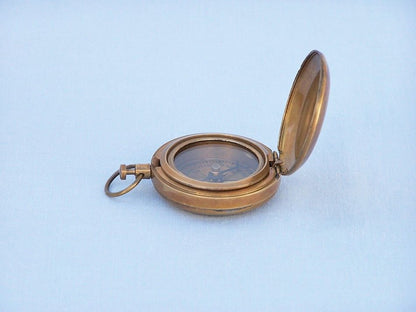Antique Brass Scout's Push Button Compass 2""