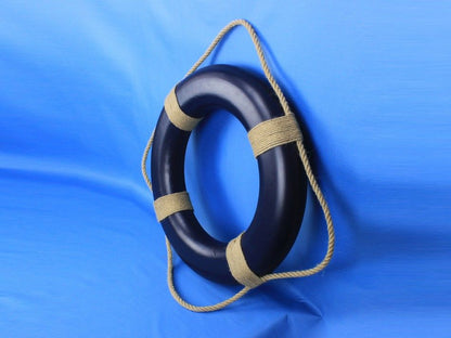 Blue Painted Decorative Life Ring with Rope Bands 20""