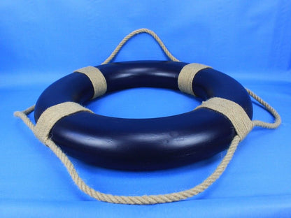 Blue Painted Decorative Life Ring with Rope Bands 20""