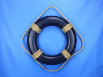 Blue Painted Decorative Life Ring with Rope Bands 20""