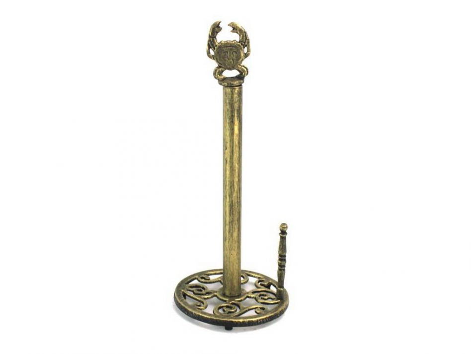 Antique Gold Cast Iron Crab Paper Towel Holder 16""
