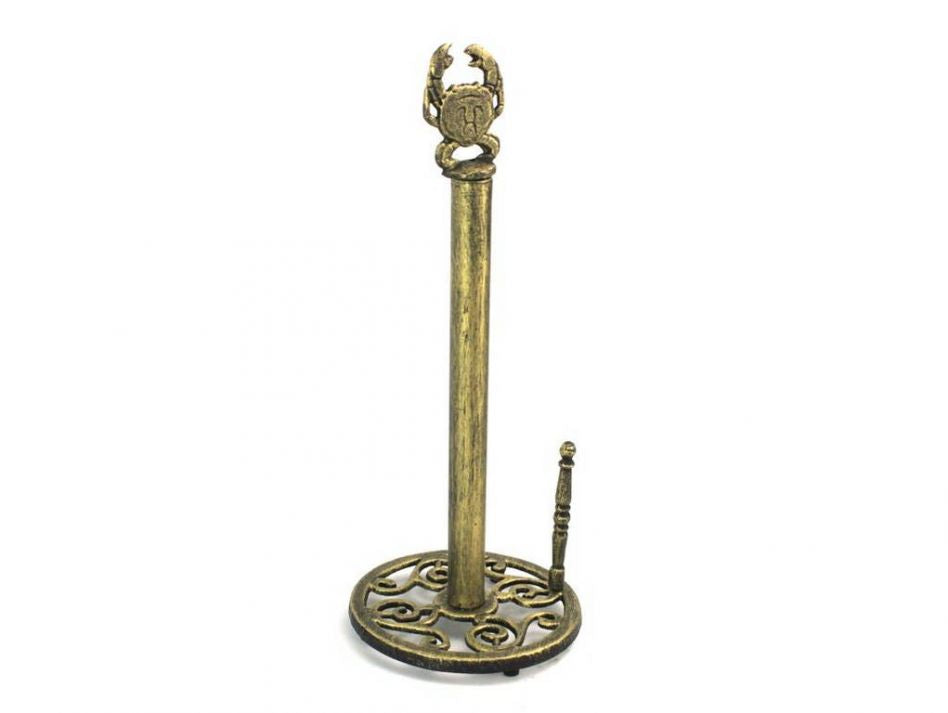 Antique Gold Cast Iron Crab Paper Towel Holder 16""