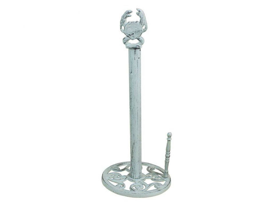 Whitewashed Cast Iron Crab Paper Towel Holder 16""