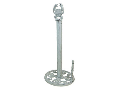Whitewashed Cast Iron Crab Paper Towel Holder 16""