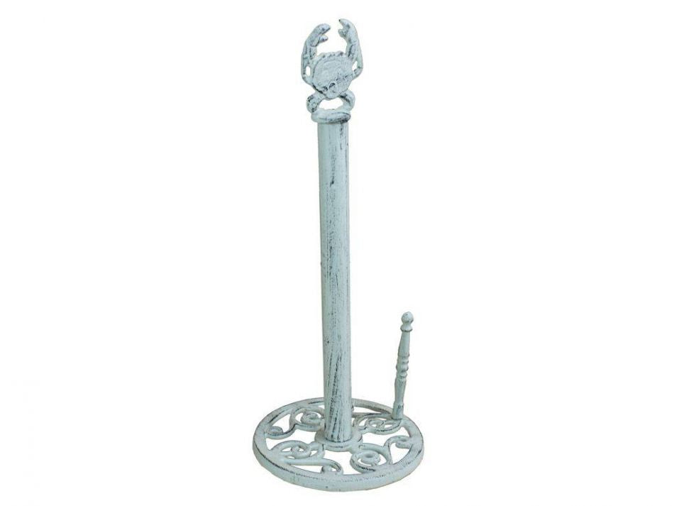 Whitewashed Cast Iron Crab Paper Towel Holder 16""
